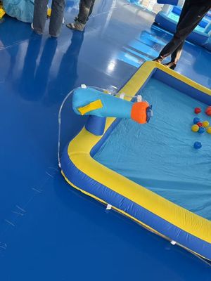 ポリエステル オックスフォード 充気式 青とオレンジの水スライド 子供のための遊び場