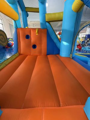 ポリエステル オックスフォード 充気式 青とオレンジの水スライド 子供のための遊び場