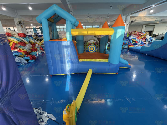 ポリエステル オックスフォード 充気式 青とオレンジの水スライド 子供のための遊び場