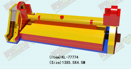 黄色 - 赤 膨らませられる遊びの構造 楽しい建築装置